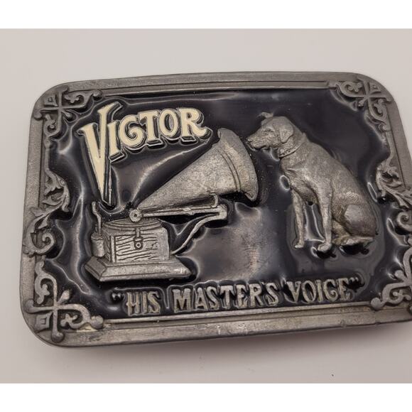 Vintage VICTOR His Master’s Voice Brass & Enamel Belt Buckle Buckles of America - Picture 4 of 15
